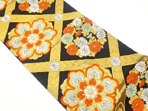 格天井に華紋・菊模様織出し袋帯